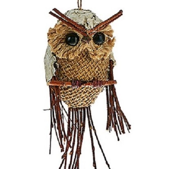 Woodland Animal Handmade Set of Four Bird Plumage Bird on Pine Cone Owl Snowman - Picture 4 of 5